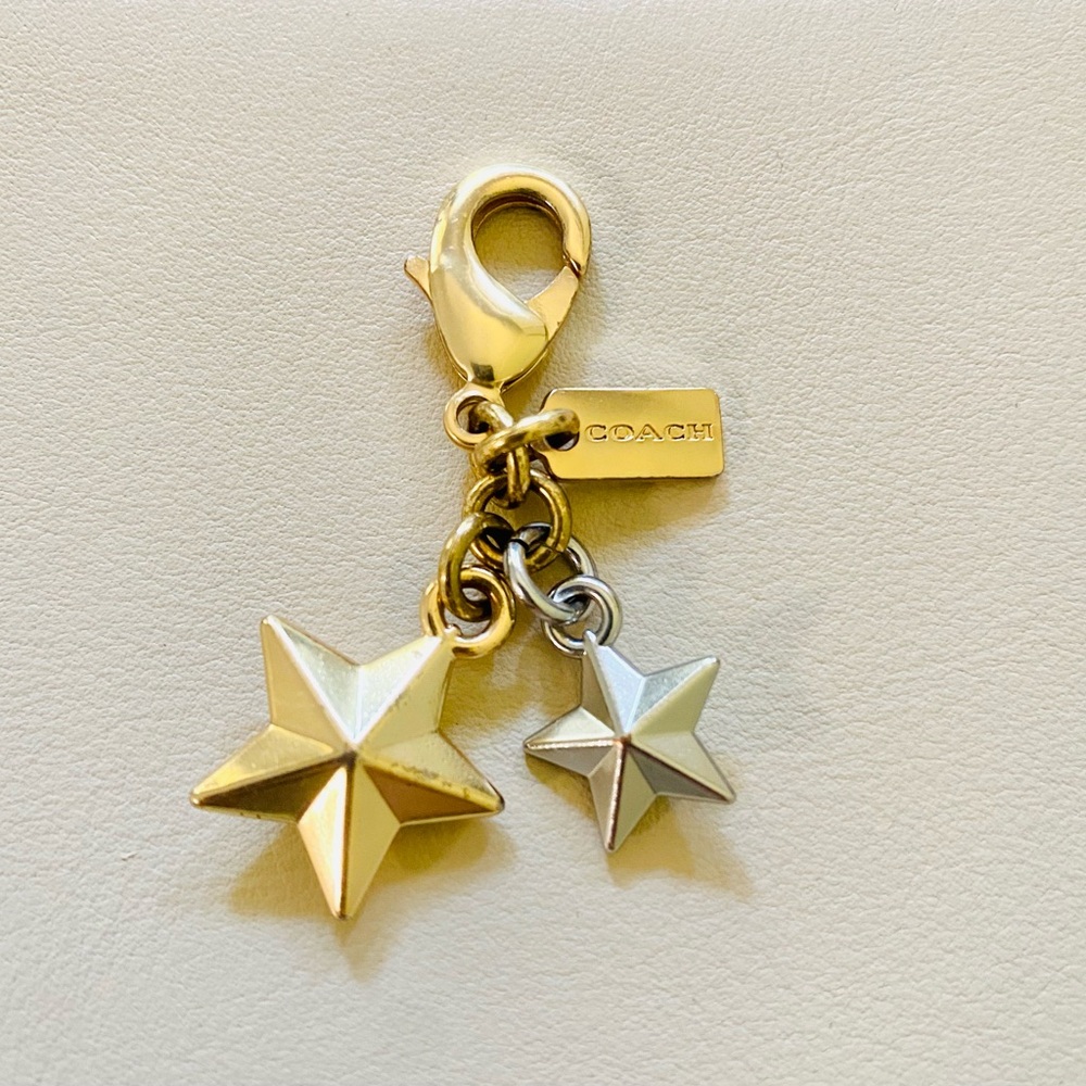 Coach charm key chain gold and silver star